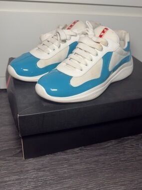 Prada blue americas cup sneakers